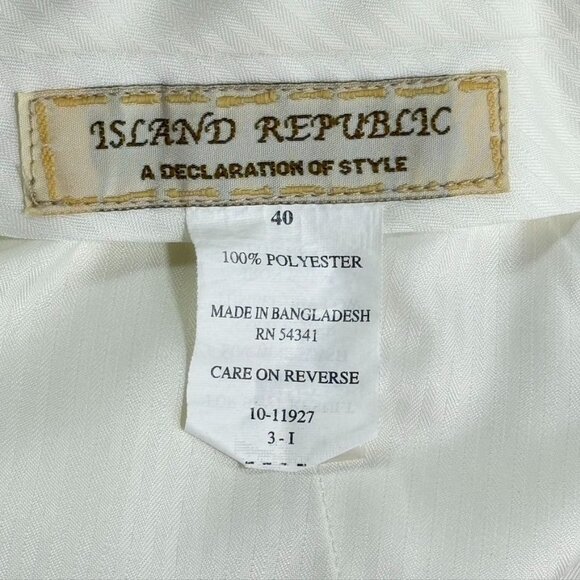 ISLAND REPUBLIC Men's Cargo Shorts White Polyester Belt Loops Pockets Size 40 - Picture 6 of 8
